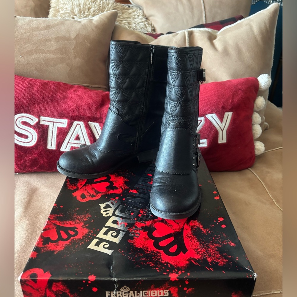 Fergalicious Black Quilted Combat Boots